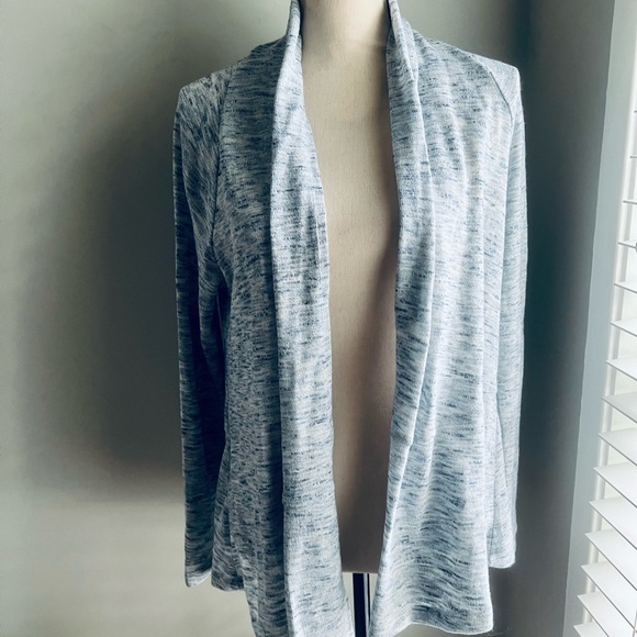 NWOT LOFT blue and white space-dyed cardigan - Picture 3 of 6